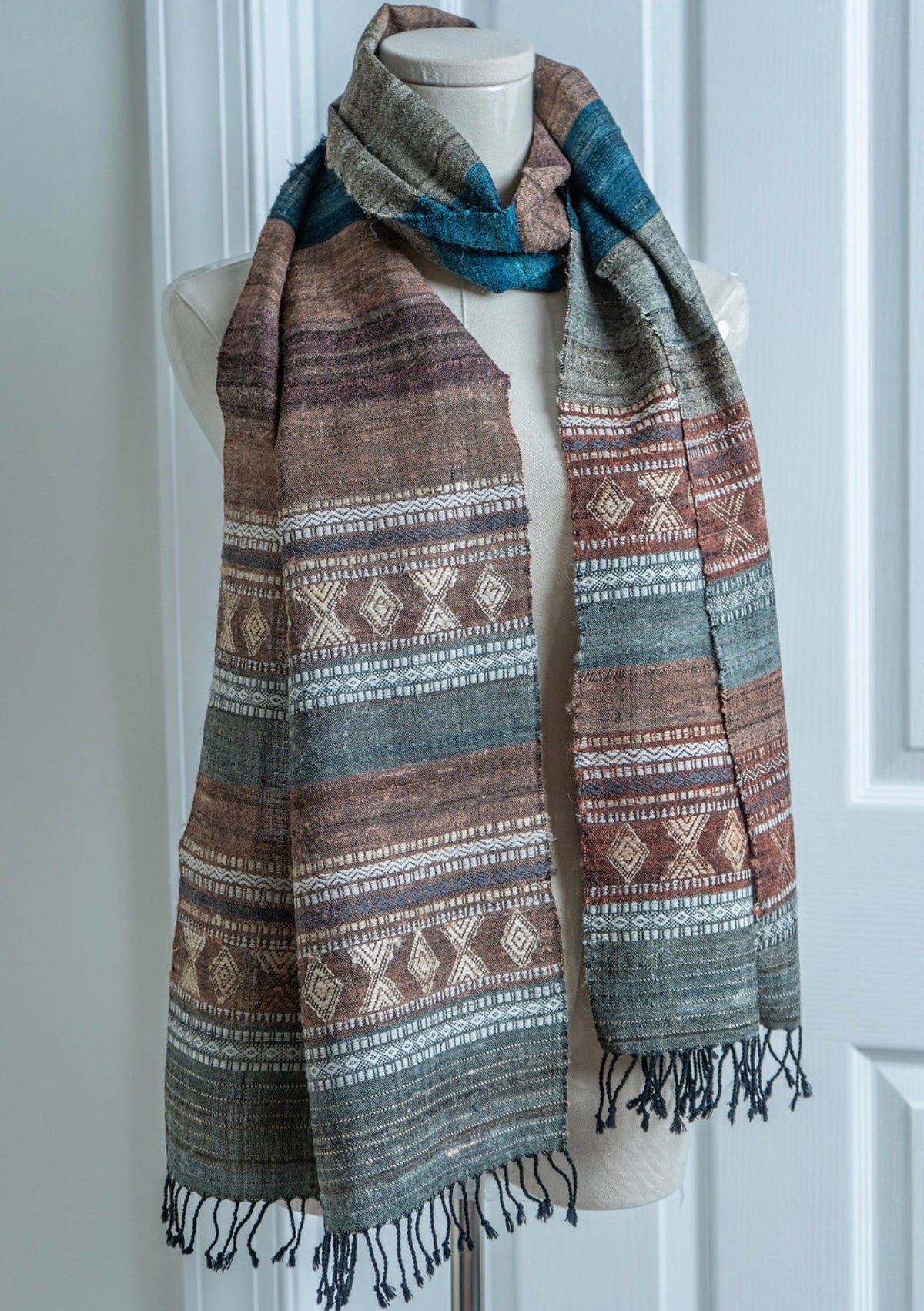 Raw Silk Handwoven Shawl - Riverbed
