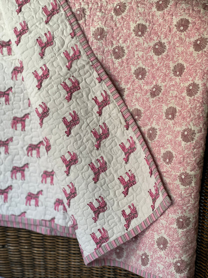 Crib Quilt, Ponies and Peonies