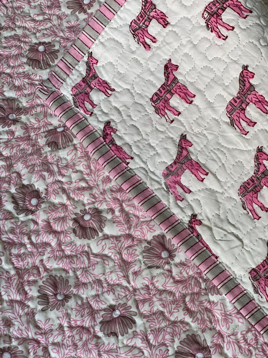 Crib Quilt, Pink Pony