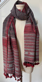 Crimson Slate Handwoven Kutch Stole / Runner