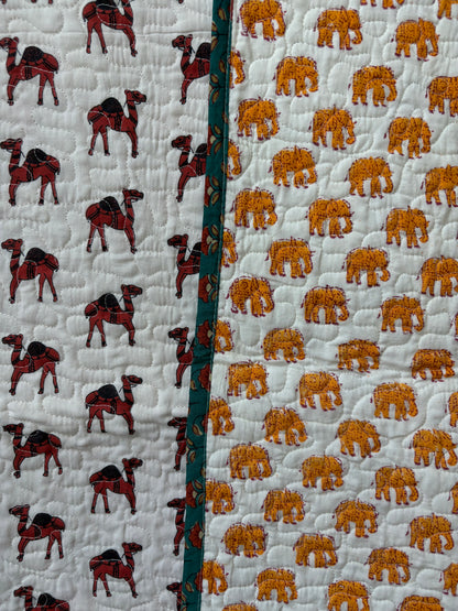 Crib Quilt - Camel & Elephant March