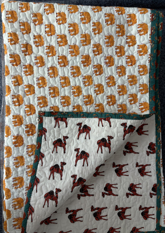 Crib Quilt - Camel & Elephant March