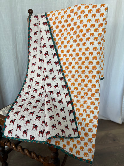 Crib Quilt - Camel & Elephant March