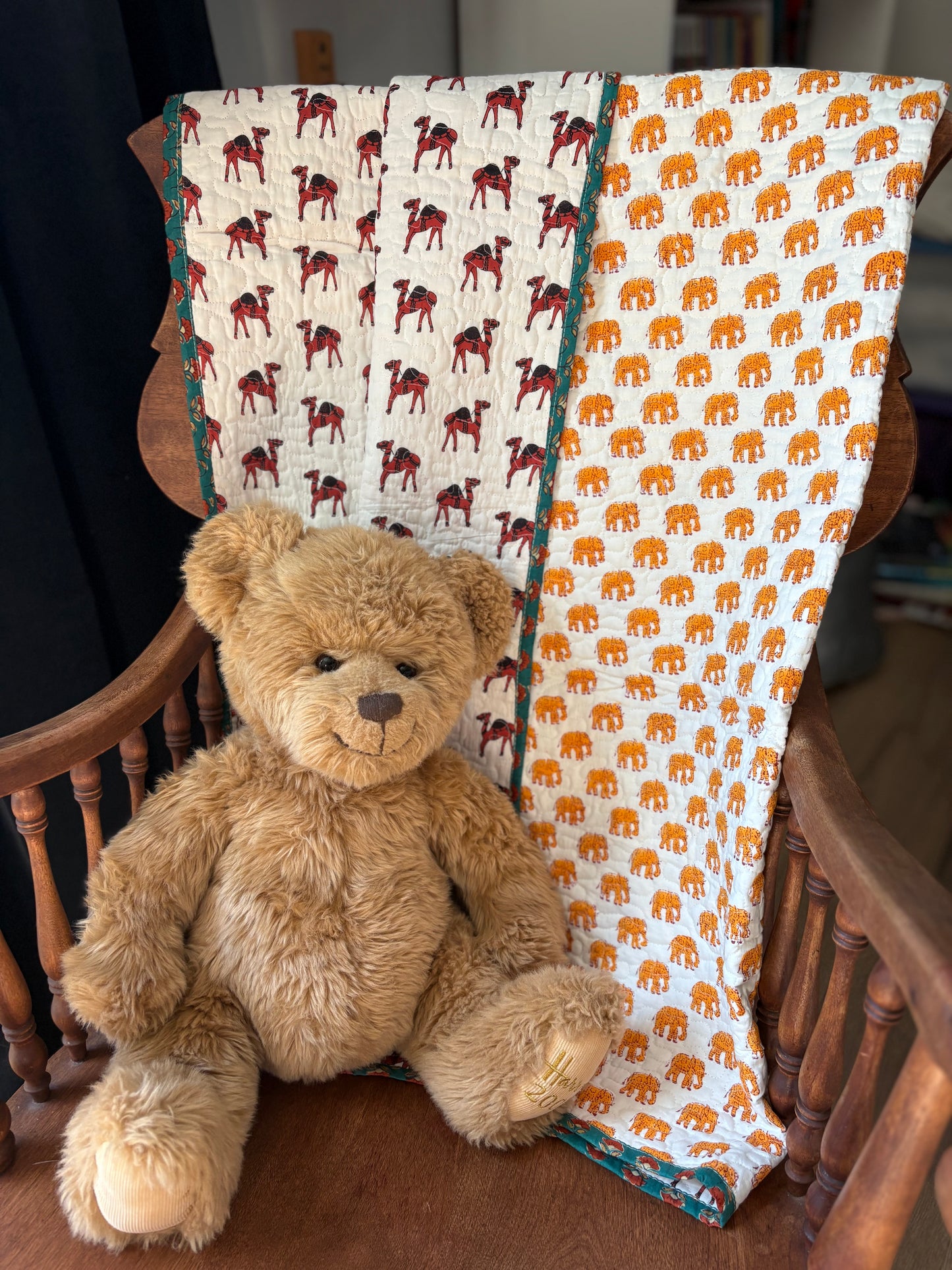 Crib Quilt - Camel & Elephant March