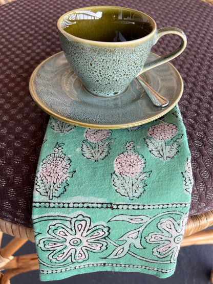 Table Napkins - Dot and Bloom in Mint (Set of 4)