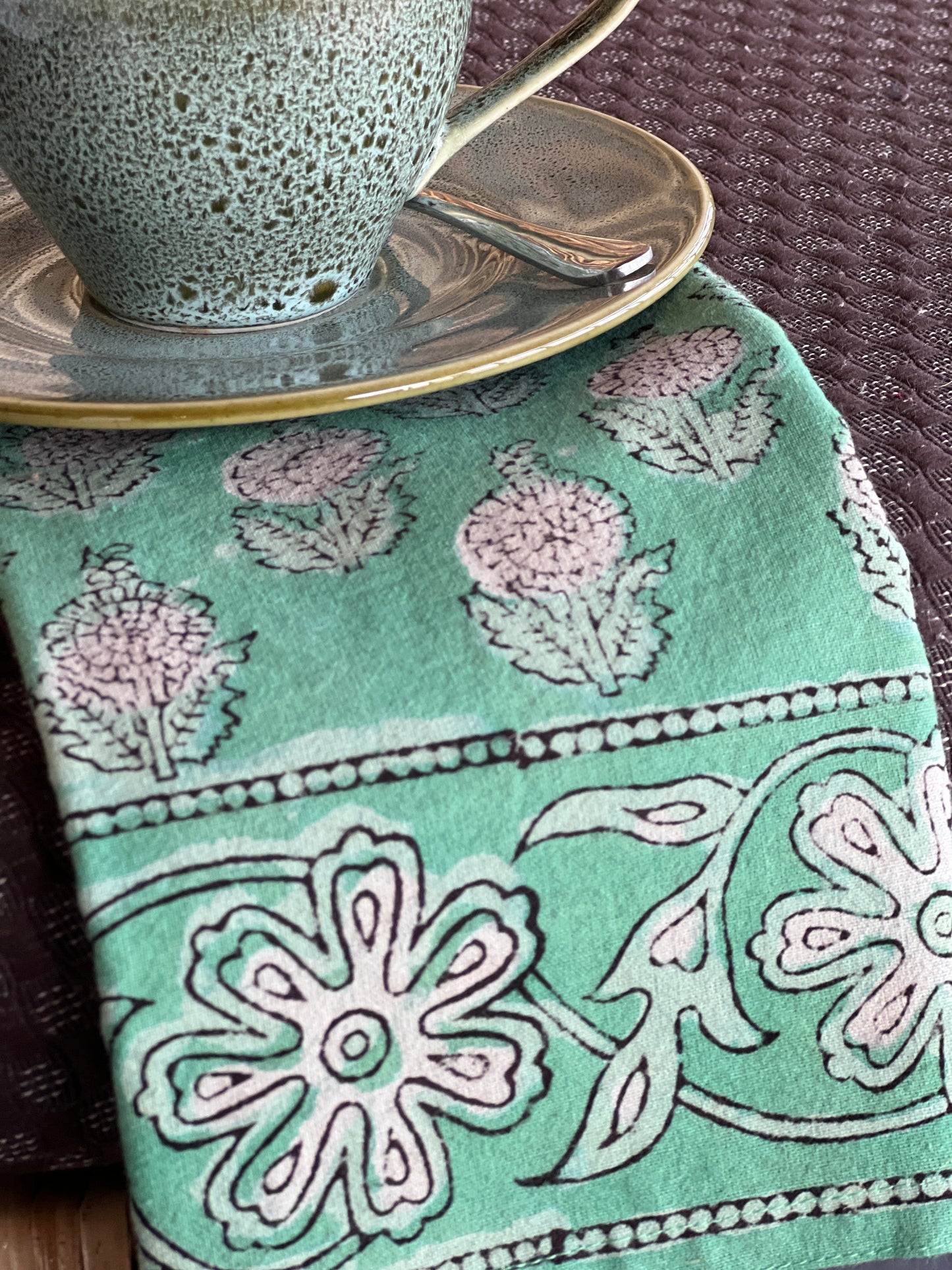 Table Napkins - Dot and Bloom in Mint (Set of 4)