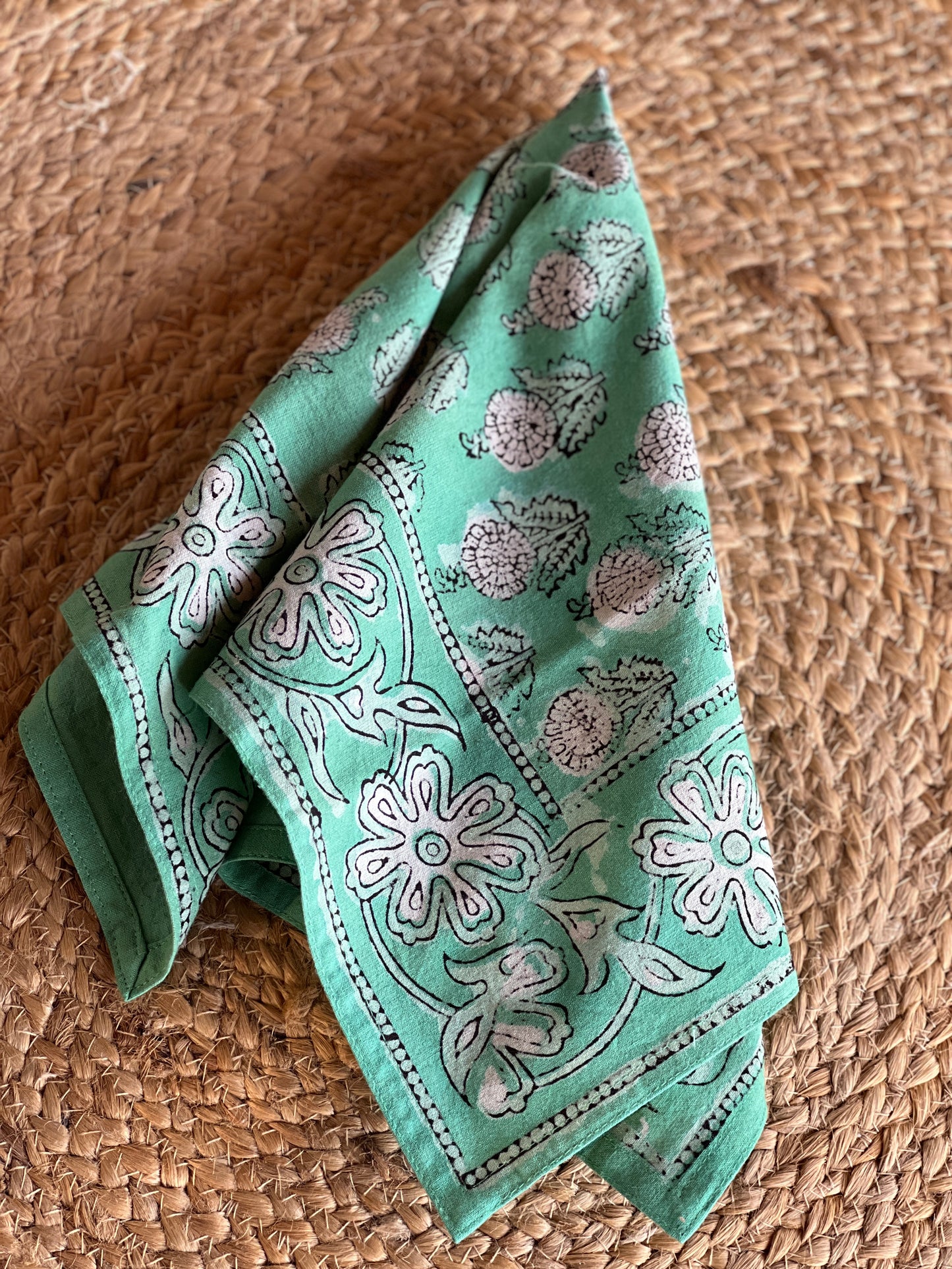 Table Napkins - Dot and Bloom in Mint (Set of 4)