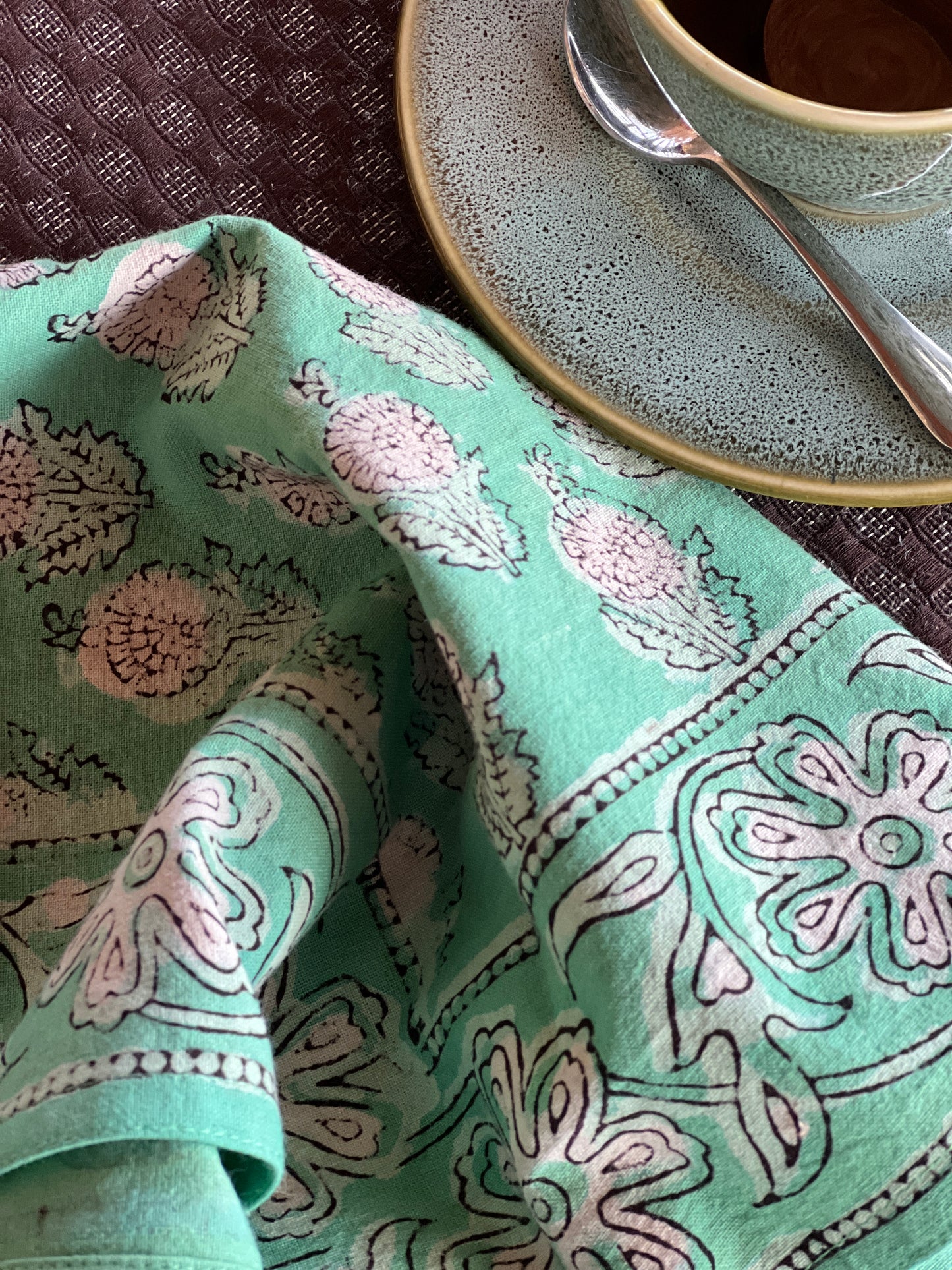 Table Napkins - Dot and Bloom in Mint (Set of 4)