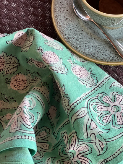 Table Napkins - Dot and Bloom in Mint (Set of 4)