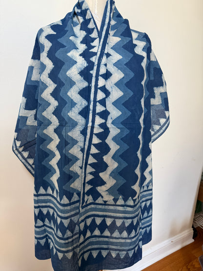 Indigo Scarf - Zig Zag