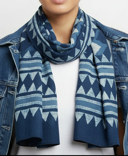Indigo Scarf - Zig Zag