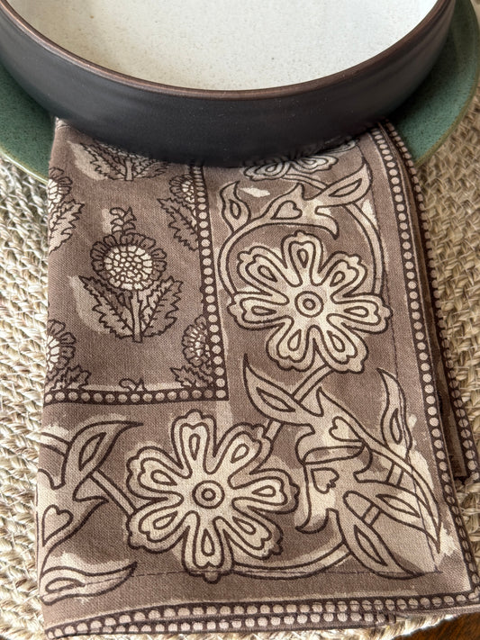 Table Napkins - Dot & Bloom in Mushroom (Set of 4)