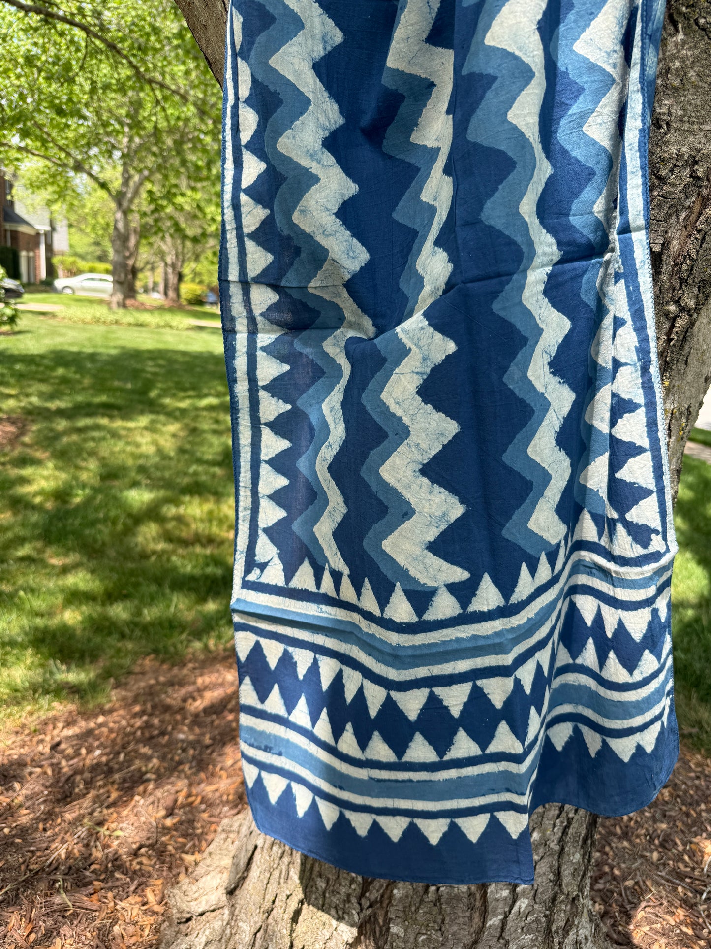 Indigo Scarf - Zig Zag