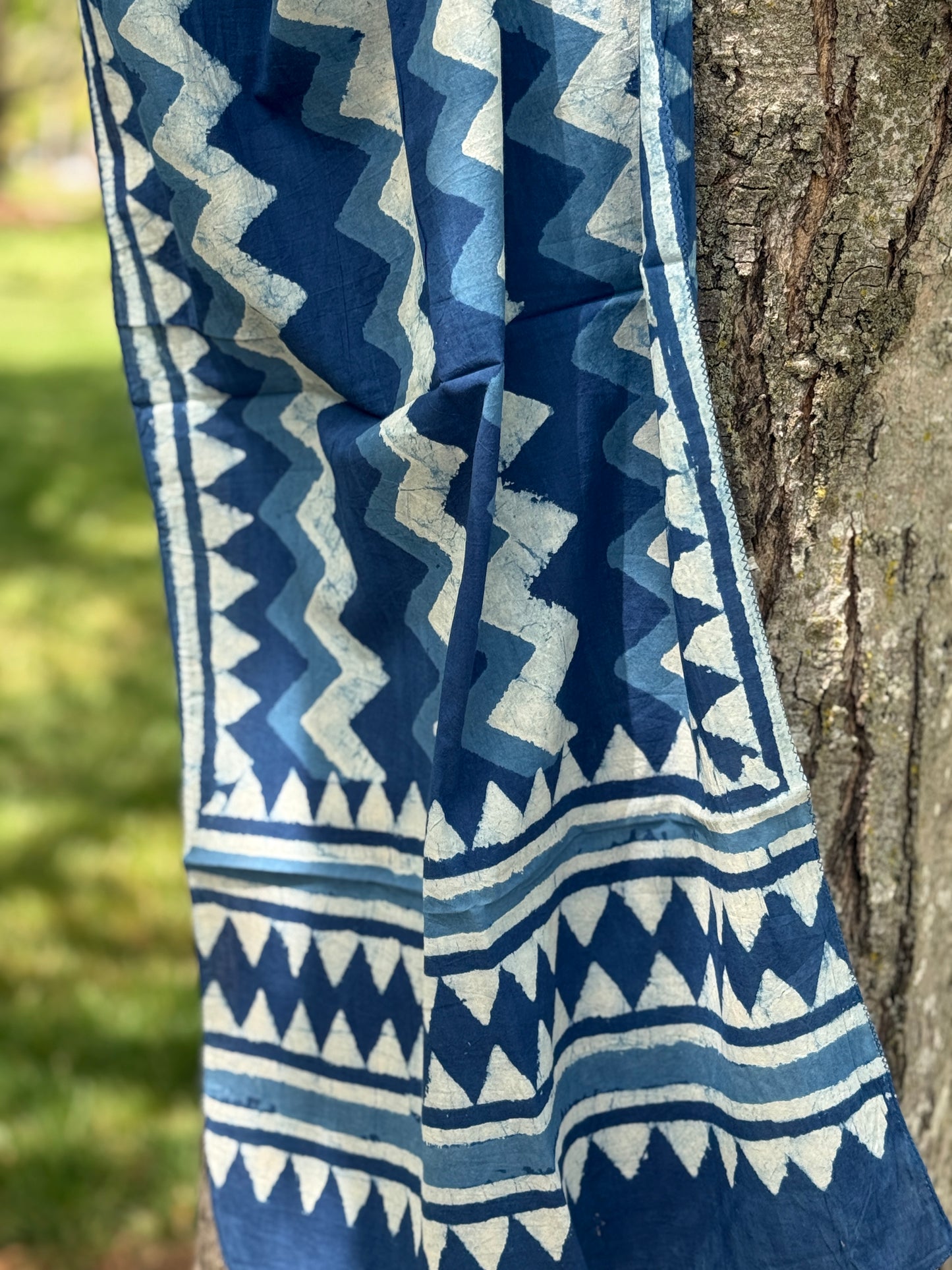 Indigo Scarf - Zig Zag