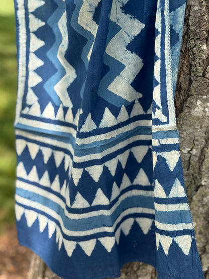 Indigo Scarf - Zig Zag