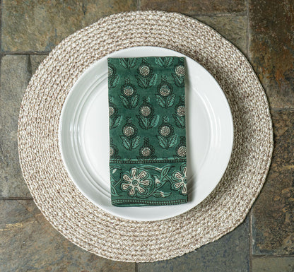 Table Napkins - Dot & Bloom in Pesto (Set of 4)
