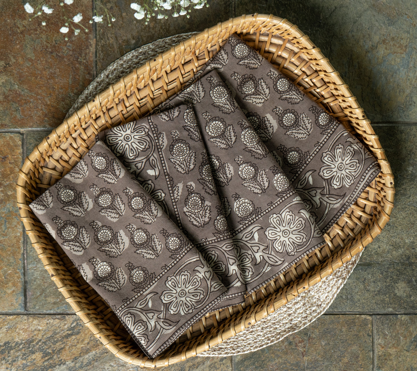 Table Napkins - Dot & Bloom in Truffle (Set of 4)