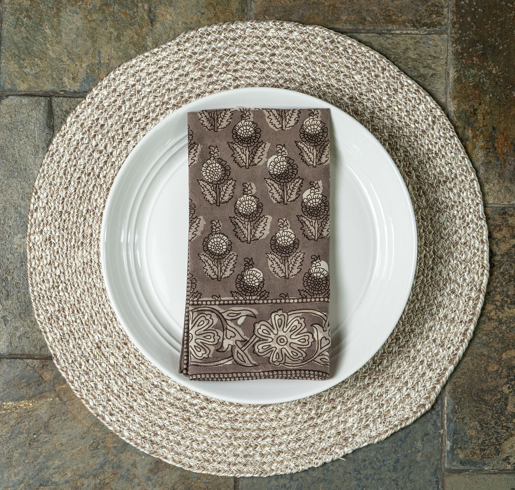 Table Napkins - Dot & Bloom in Truffle (Set of 4)
