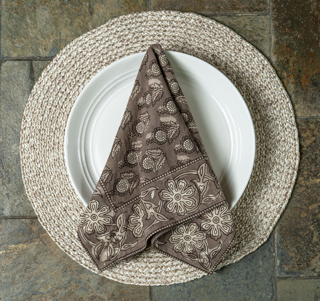 Table Napkins - Dot & Bloom in Truffle (Set of 4)