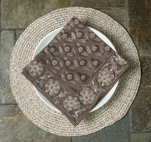Table Napkins - Dot & Bloom in Truffle (Set of 4)