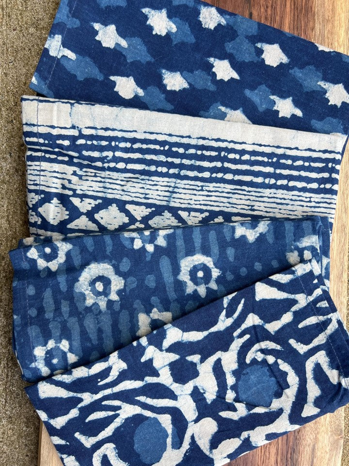 Cotton Table Napkins - Assorted Indigo -Aria (Set of 4)