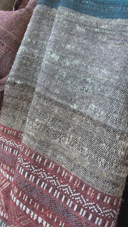 Raw Silk Handwoven Shawl - Riverbed