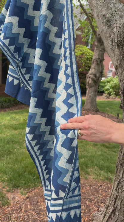 Indigo Scarf - Zig Zag