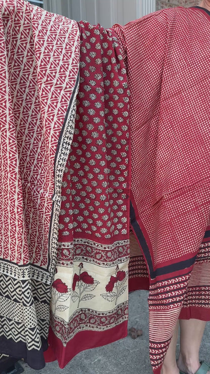 Block Print Rectangular Kutch Scarf - Aspen