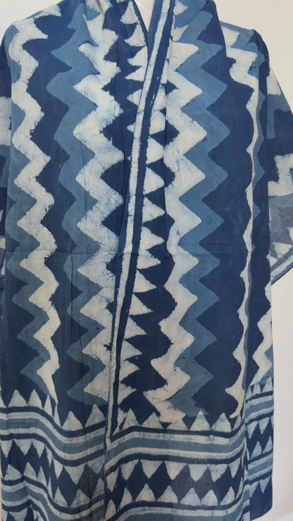 Indigo Scarf - Zig Zag