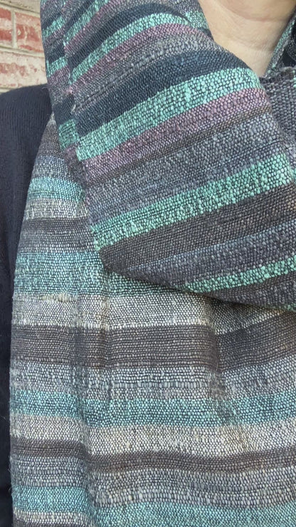 Raw Silk and Khadi Shawl - Cinnamon & Sage