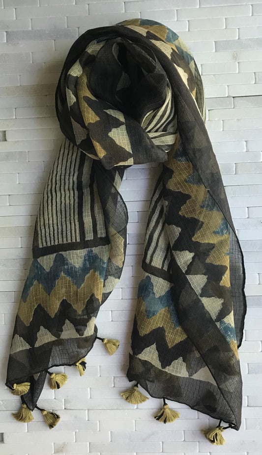 Cotton Handwoven Zig-Zag Stole