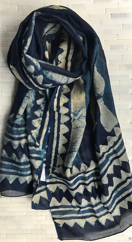 Natural Indigo Batik Stole