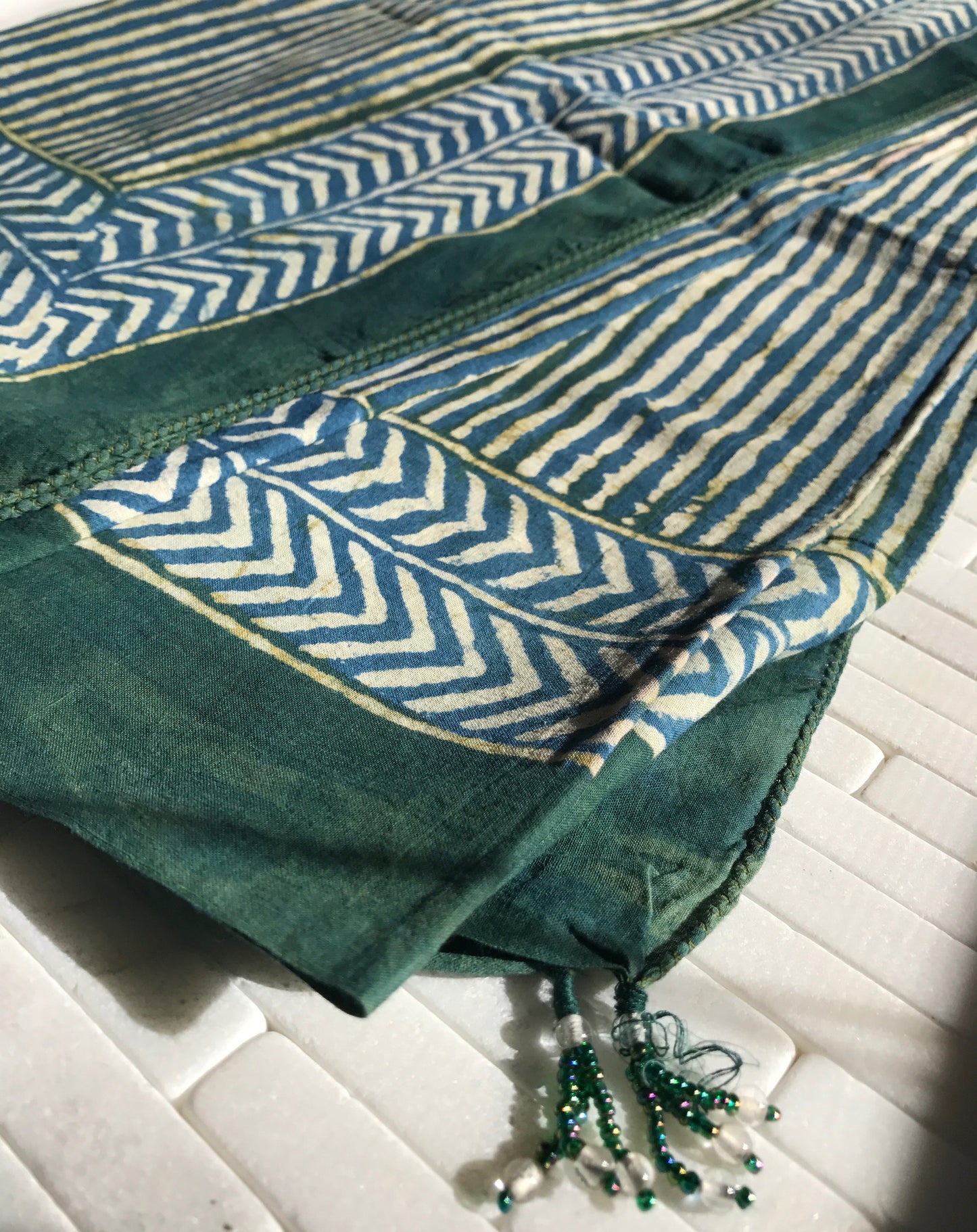 Natural Indigo Striped Beach Sarong