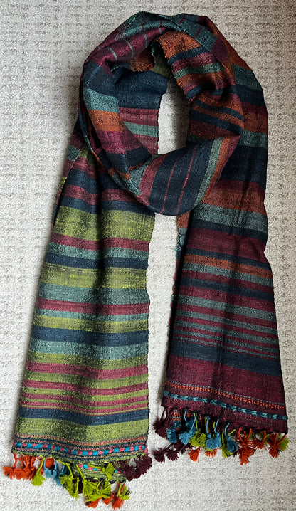 Handwoven Silk Tussar Stole - Mint Spice