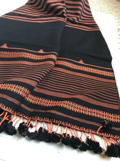 Rust/ Black Handwoven Cotton Stole