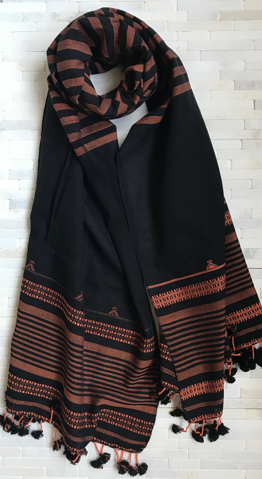 Rust/ Black Handwoven Cotton Stole