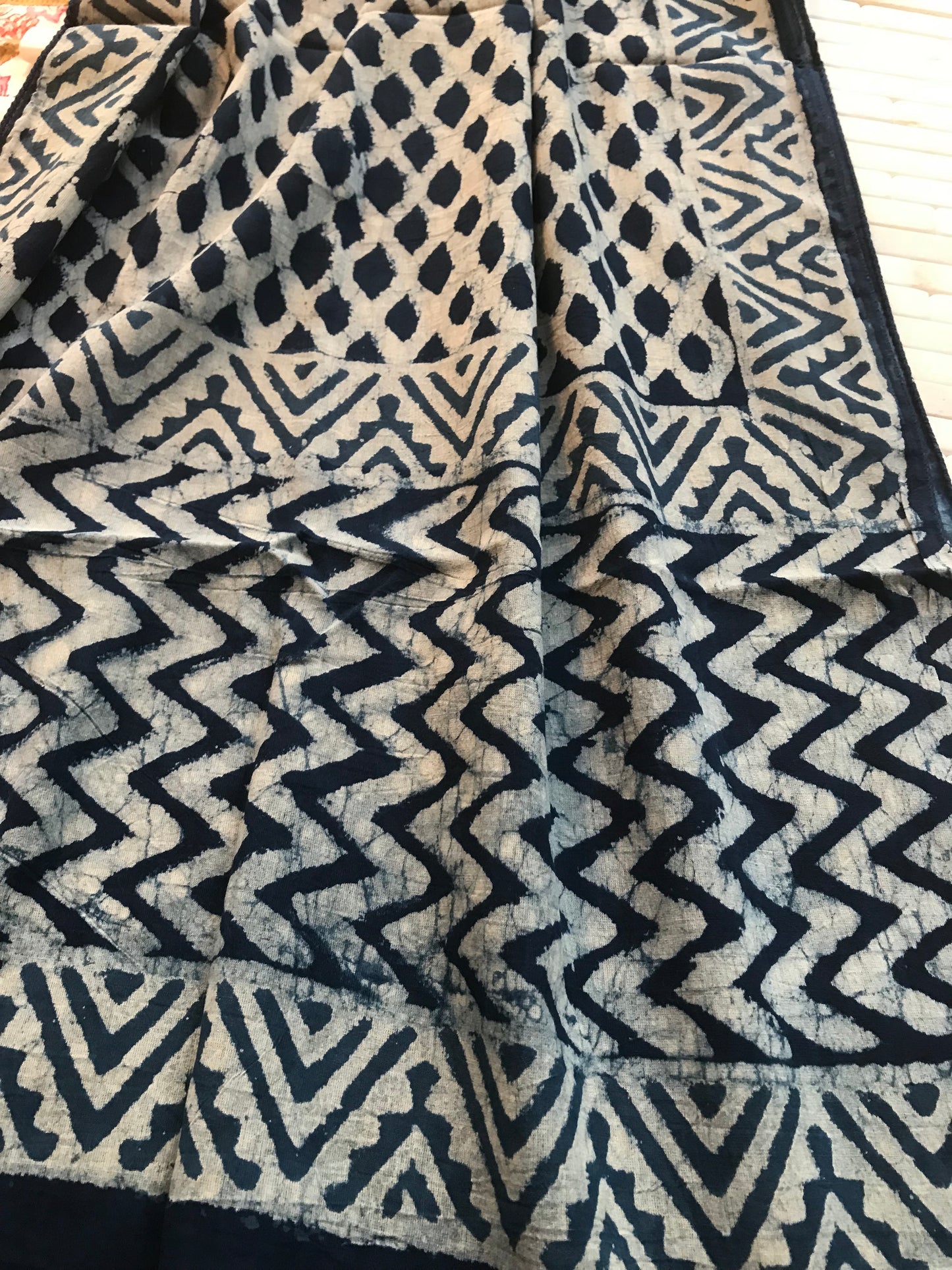 Indigo Trellis Hand Block Printed Stole